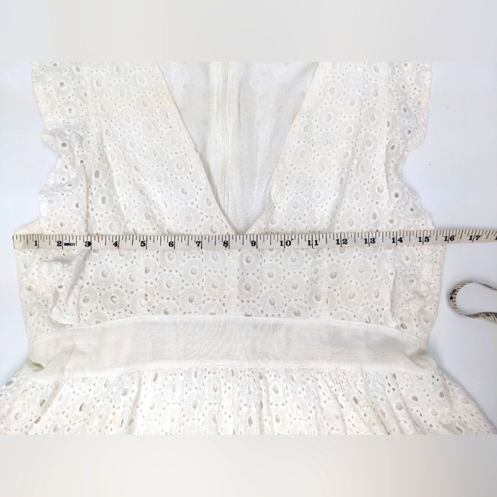 Luc-ce women's white cotton eyelet sleeveless mini dress size medium - Picture 11 of 12